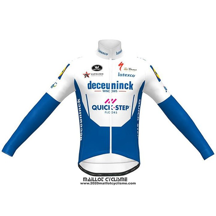 2020 Maillot Cyclisme Deceuninck Quick Step Bleu Blanc Manches Longues et Cuissard